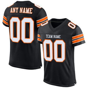 Custom Black White-Orange Classic Style Mesh Authentic Football Jersey