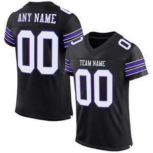 Custom Black White-Purple Classic Style Mesh Authentic Football Jersey