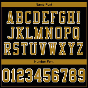 Custom Black Old Gold-White Classic Style Mesh Authentic Football Jersey