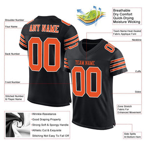 Custom Black Orange-White Classic Style Mesh Authentic Football Jersey