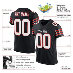 Custom Black White-Scarlet Classic Style Mesh Authentic Football Jersey