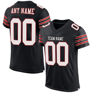 Custom Black White-Scarlet Classic Style Mesh Authentic Football Jersey