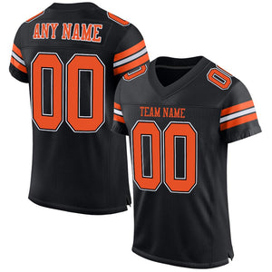 Custom Black Orange-White Classic Style Mesh Authentic Football Jersey