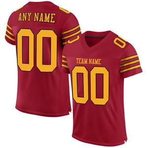 Custom Cardinal Gold-Black Classic Style Mesh Authentic Football Jersey