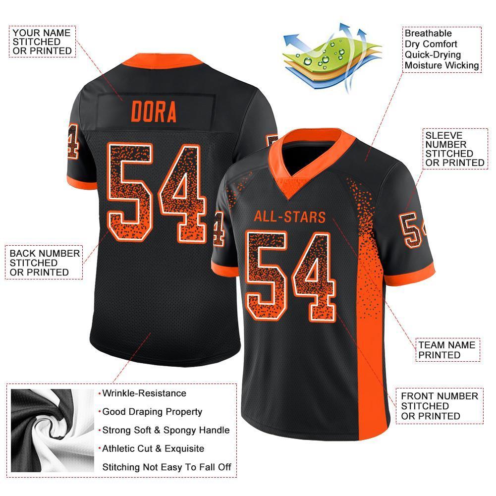 Custom Black Orange-White Drift Fashion Mesh Authentic Football Jersey