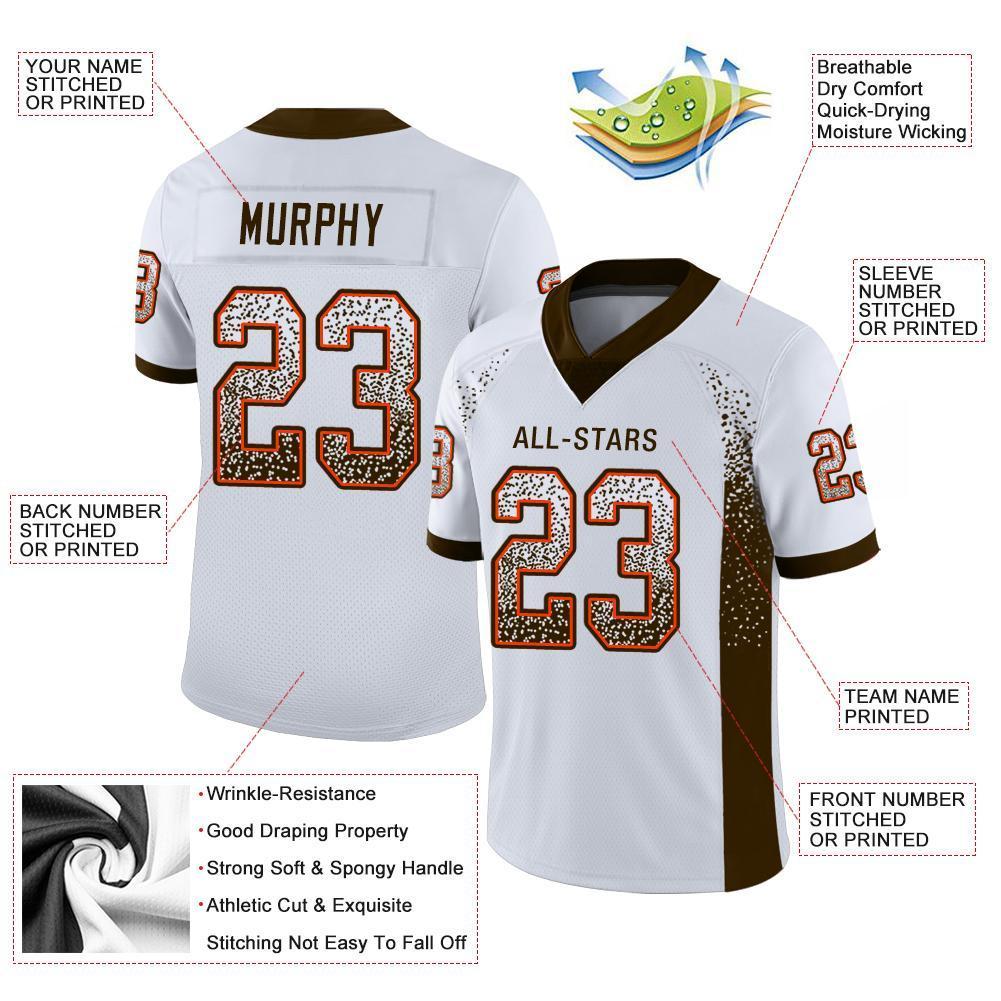 Custom White Brown-Orange Drift Fashion Mesh Authentic Football Jersey