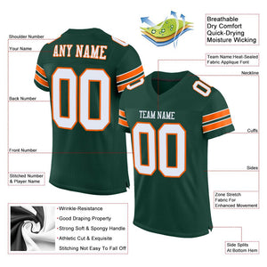 Custom Green White-Orange Classic Style Mesh Authentic Football Jersey