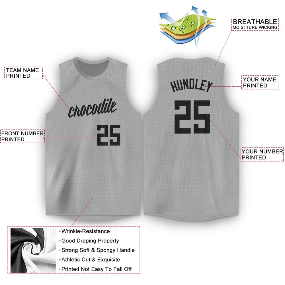 Maillot de basket-ball athlétique personnalisé gris noir classique pour hommes/garçon