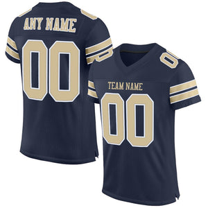 Custom Navy Vegas Gold-White Classic Style Mesh Authentic Football Jersey