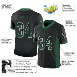 Custom Black Green-White Drift Fashion Mesh Authentic Football Jersey