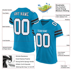 Custom Panther Blue White-Black Classic Style Mesh Authentic Football Jersey