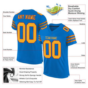 Custom Panther Blue Gold-Red Classic Style Mesh Authentic Football Jersey