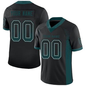 Custom Black Midnight Green-Gray Drift Fashion Mesh Authentic Football Jersey