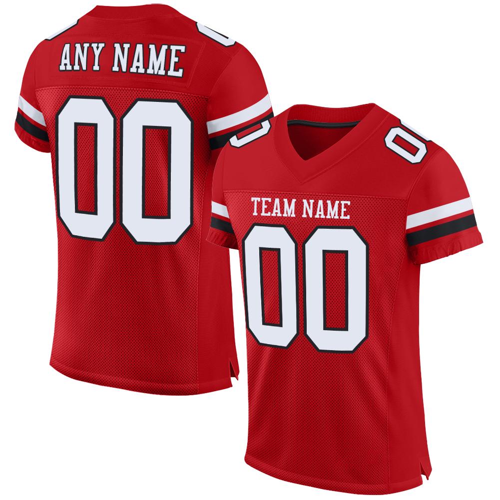 Custom Red White-Black Classic Style Mesh Authentic Football Jersey