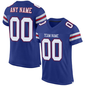 Custom Royal White-Red Classic Style Mesh Authentic Football Jersey