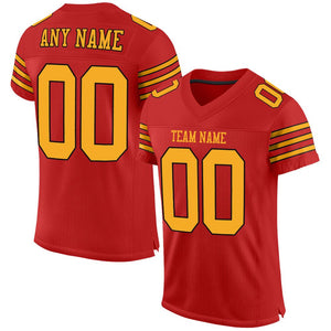 Custom Scarlet Gold-Black Classic Style Mesh Authentic Football Jersey